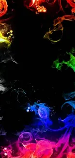 Dynamic, colorful smoke art mobile wallpaper with an abstract design.