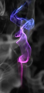 Vibrant purple and blue smoke on a black background.