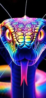 Colorful neon snake with intricate patterns and vibrant design.