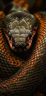 Close-up of a snake with vibrant scales.