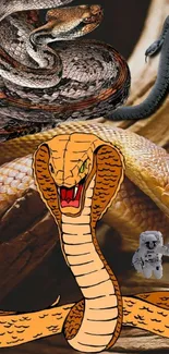 Collage of realistic and cartoon snakes in vibrant colors.