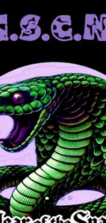 Artistic green snake illustration on black background wallpaper