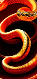 Vibrant orange snake artwork with neon glow