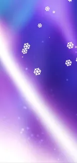 Snowflakes on a vibrant galaxy background with purple and blue hues.