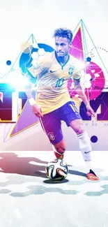 Vibrant soccer player in action mobile wallpaper