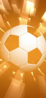 Glowing soccer ball with vibrant orange light.