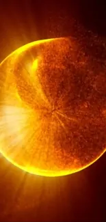A vibrant solar burst with radiant orange glow on a black background.