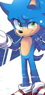 Vibrant Sonic character art with blue tones.