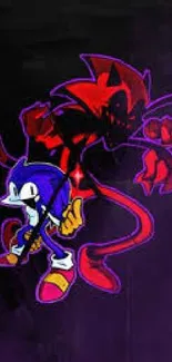 Artistic rendering of Sonic with a fierce red character on a bold black background.