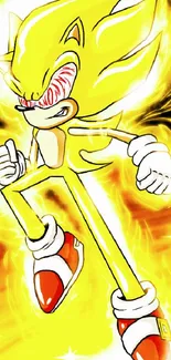 Energetic Sonic the Hedgehog with glowing yellow aura.