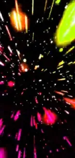 Vivid cosmic explosion with colorful light bursts.