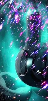 Vibrant headphones with spark effects wallpaper