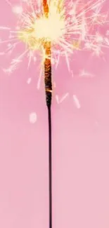 Mobile wallpaper featuring a sparkler on a pink background.