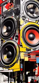 Vibrant speaker art wallpaper with colorful abstract design.