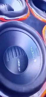 Close-up of car subwoofers in stylish design.