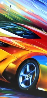 Vibrant car art with dynamic colors and sleek design.