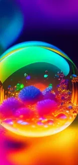 Vibrant abstract wallpaper with colorful sphere.