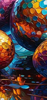 Vibrant spheres in colorful digital art