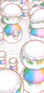 Abstract rainbow mirrored spheres wallpaper.