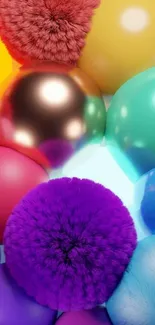 Vibrant colorful spheres mobile wallpaper with abstract design.