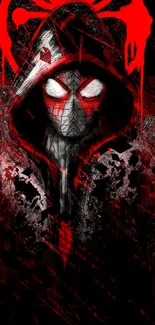 Dynamic Spider-Man wallpaper with dark and red graphic elements.