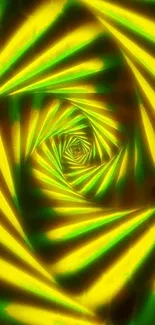 Vibrant green and yellow spiral abstract wallpaper design.