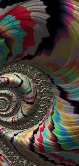 Vibrant multicolor spiral abstract art.