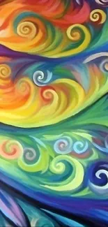 Colorful spiral art with vibrant rainbow swirls.