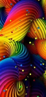 Vibrant spiral mobile wallpaper with rainbow colors and dynamic design.