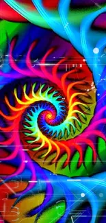 Vibrant abstract spiral wallpaper with colorful design.