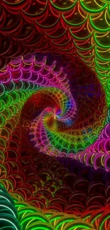 Vibrant spiral of neon colors wallpaper for mobile.