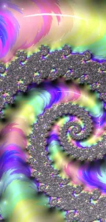 Colorful spiral fractal art wallpaper.