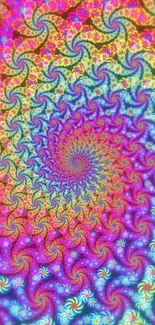 Colorful spiral fractal art wallpaper with vibrant patterns and hues.
