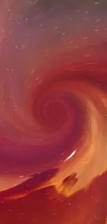 Red and orange spiral galaxy abstract mobile wallpaper.