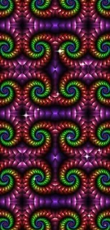 Vibrant spiral pattern wallpaper with colorful design.