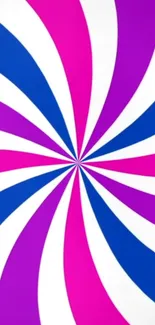 Vibrant pink, blue, and white spiral wallpaper design.