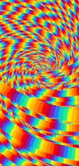 Colorful spiral rainbow wallpaper with vibrant swirling patterns.