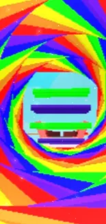 Vibrant rainbow spiral design wallpaper.