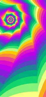 Vibrant spiral rainbow mobile wallpaper with bold colors.