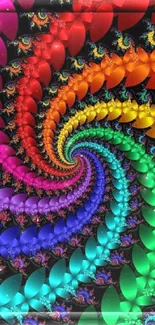 Colorful spiral fractal wallpaper featuring a rainbow design.