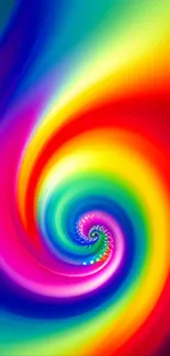 Vibrant rainbow spiral wallpaper with colorful swirls for mobile phone.