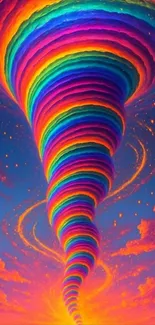 A vibrant rainbow spiral vortex artwork in bright colors.