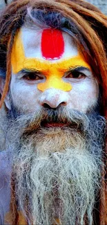 Colorful spiritual portrait with vibrant dreadlocks.