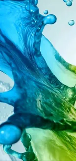 Colorful abstract splash art wallpaper with blue and green hues.