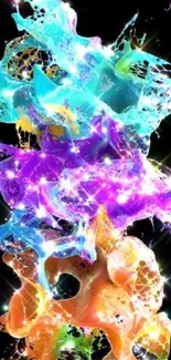 Colorful abstract splash art on black background.