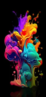 Colorful abstract splash on black background wallpaper.