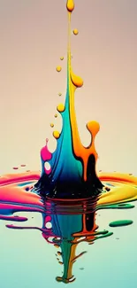 Vibrant splash of colorful liquid art on a mobile wallpaper.