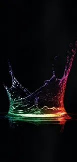 Vibrant splash with rainbow colors on a black background.