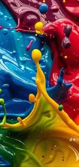 Vibrant and dynamic colorful paint splash wallpaper.