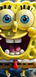 SpongeBob SquarePants smiling vibrantly.